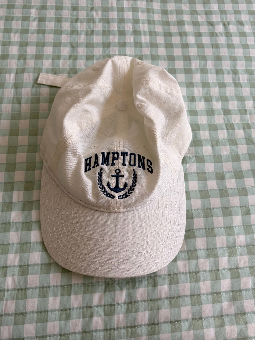 White "Hamptons" Anchor Embroidered Baseball Cap